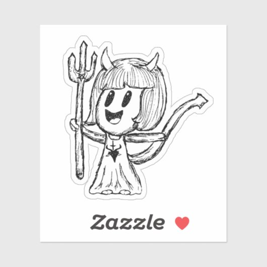 Little Devil Girl Sketch Sticker (Vel)