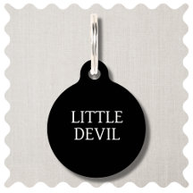 Little Devil Grappige Zwarte Hond Ronde Pet Tag