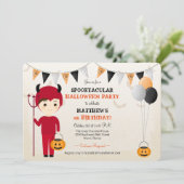 Little Devil Halloween Party Kaart (Staand voorkant)