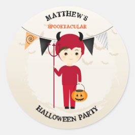 Little Devil Halloween Party Ronde Sticker