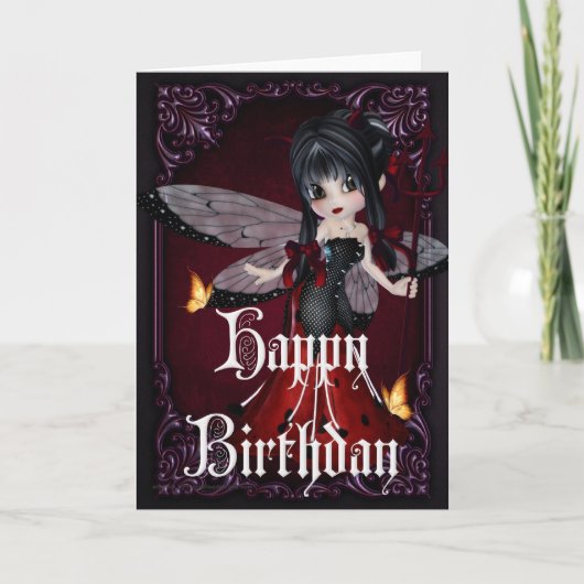 Little Devil Ladybug Design 1b Happy Birthday Kaar Kaart (Voorkant)