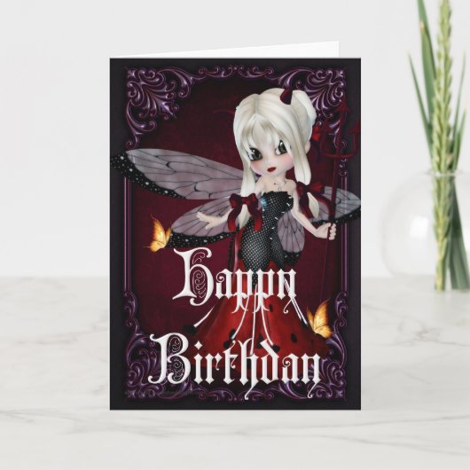 Little Devil Ladybug Design 2b Happy Birthday Kaar Kaart (Voorkant)