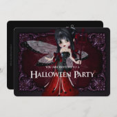 Little Devil Ladybug Fantasy Halloween Invite 1 Kaart (Voorkant / Achterkant)