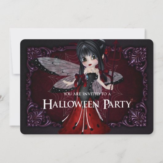 Little Devil Ladybug Fantasy Halloween Invite 1 Kaart (Voorkant)