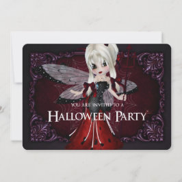 Little Devil Ladybug Fantasy Halloween Invite 2 Kaart