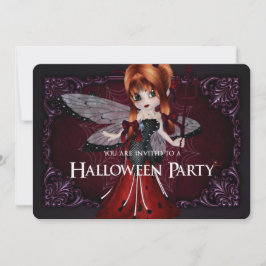 Little Devil Ladybug Fantasy Halloween Invite 3 Kaart