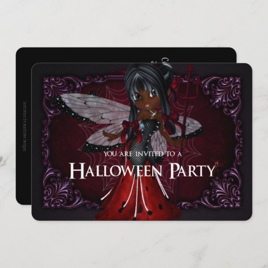 Little Devil Ladybug Fantasy Halloween Invite 4 Kaart (Voorkant / Achterkant)