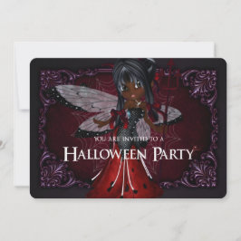 Little Devil Ladybug Fantasy Halloween Invite 4 Kaart
