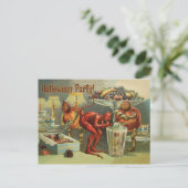 Little Devil op tafel, een Halloween Party Briefkaart (Staand voorkant)