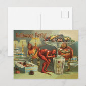 Little Devil op tafel, een Halloween Party Briefkaart (Voorkant / Achterkant)