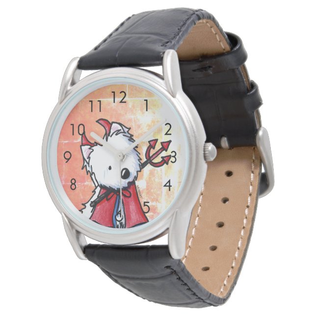 Little Devil Red WESTIE Horloge (Gekanteld)