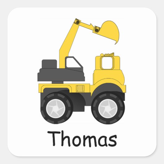 Little Digger Personalised Kid's Vierkante Sticker (Voorkant)