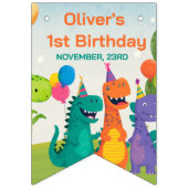 Little Dino 1st Birthday Bunting Flags Vlaggetjes (Derde vlag)