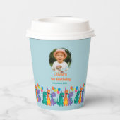 Little Dino 1st Birthday Paper cup Papieren Bekers (Achterkant)