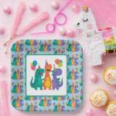 Little Dino 1st Birthday Paper Plate Papieren Bordje (Feest)