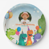 Little Dino 1st Birthday Paper Plate Papieren Bordje (Voorkant)