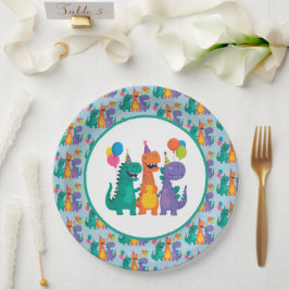 Little Dino 1st Birthday Paper Plate Papieren Bordje