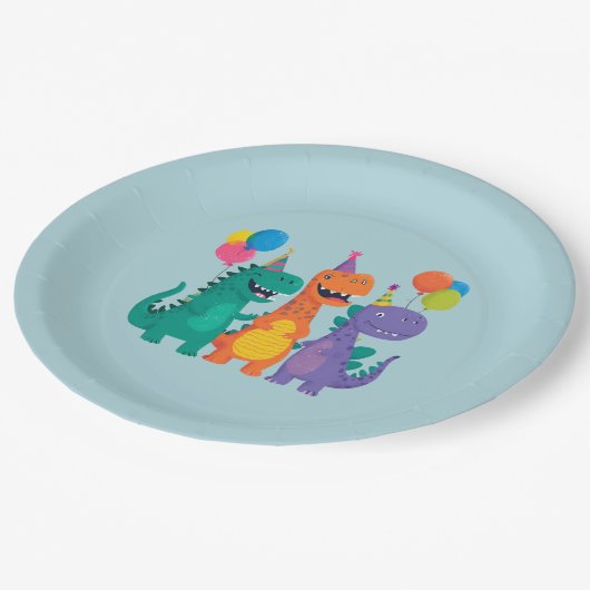 Little Dino 1st Birthday Paper Plate Papieren Bordje (Gekanteld)