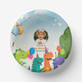 Little Dino 1st Birthday Paper Plate Papieren Kommen (Voorkant)