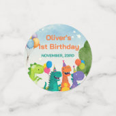 Little Dino 1st Birthday party Confetti (Kleine voorkant)