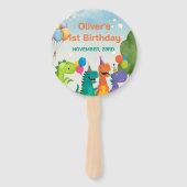 Little Dino 1st Birthday Set of Fans Handwaaier (Achterkant)