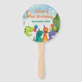 Little Dino 1st Birthday Set of Fans Handwaaier (Voorkant)