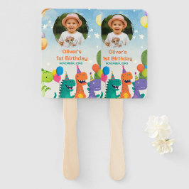 Little Dino 1st Birthday Set of Fans Handwaaier
