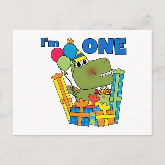 Little Dino 1st Birthday T shirten en geschenken Briefkaart (Voorkant)