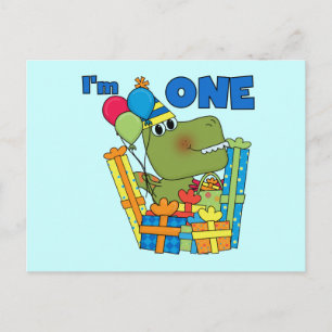 Little Dino 1st Birthday T shirten en geschenken Briefkaart