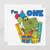 Little Dino 1st Birthday T shirten en geschenken Kaart (Voorkant / Achterkant)