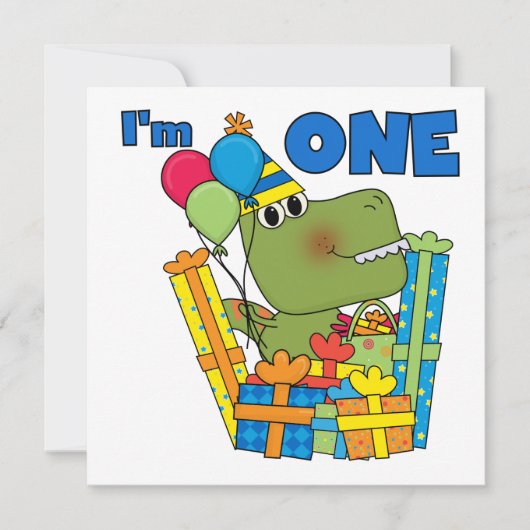 Little Dino 1st Birthday T shirten en geschenken Kaart (Voorkant)
