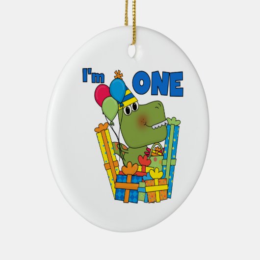 Little Dino 1st Birthday T shirten en geschenken Keramisch Ornament (Rechts)