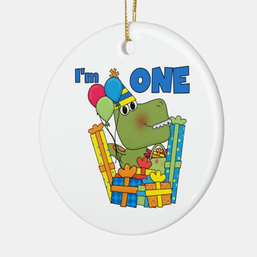 Little Dino 1st Birthday T shirten en geschenken Keramisch Ornament (Links)