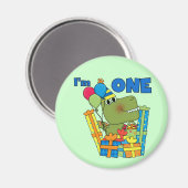 Little Dino 1st Birthday T shirten en geschenken Magneet (Voorkant / Achterkant)