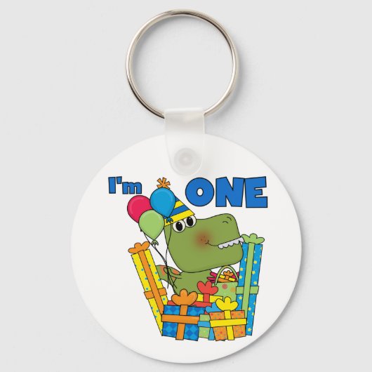 Little Dino 1st Birthday T shirten en geschenken Sleutelhanger (Voorkant)