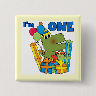 Little Dino 1st Birthday T shirten en geschenken Vierkante Button 5,1 Cm