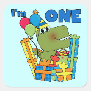 Little Dino 1st Birthday T shirten en geschenken Vierkante Sticker