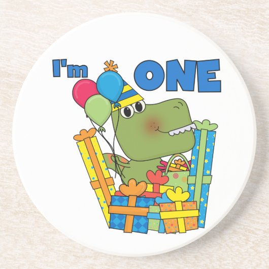 Little Dino 1st Birthday T shirten en geschenken Zandsteen Onderzetter (Voorkant)