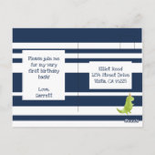 Little Dino 2nd Birthday Dinosaur thema Boy Navy Briefkaart (Achterkant)