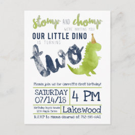 Little Dino 2nd Birthday Dinosaur thema Boy Navy Briefkaart