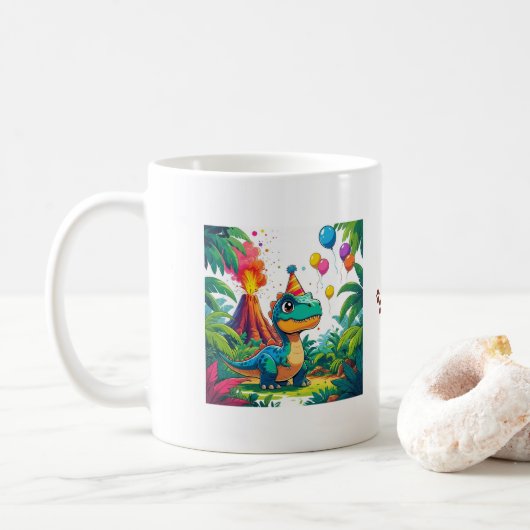 Little Dino, Big Dreams – Editable Dinosaur Mug Koffiemok (Met donut)