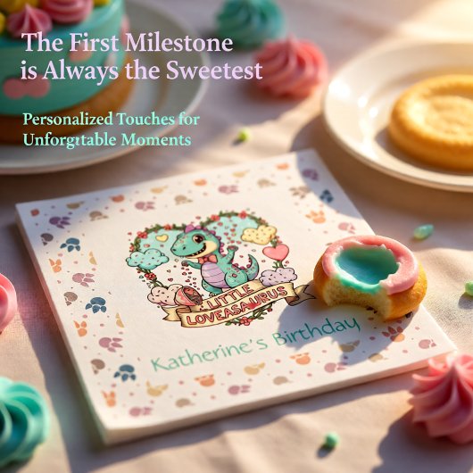 Little Dino Birthday Personalized Servet