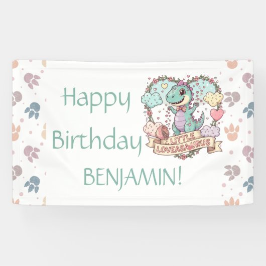 Little Dino Birthday Personalized Spandoek (Horizontaal)