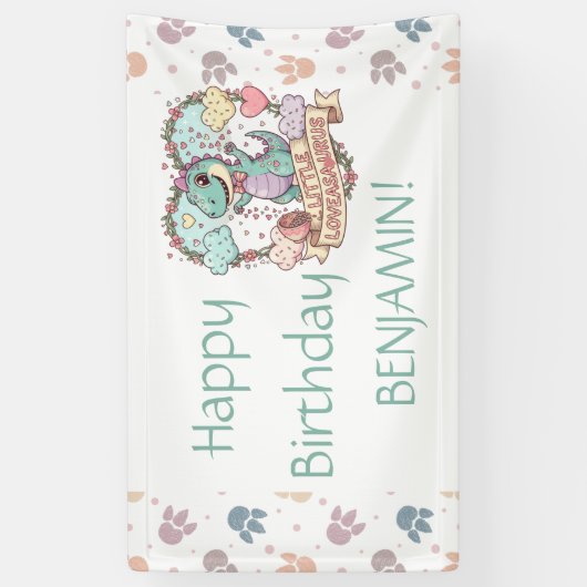 Little Dino Birthday Personalized Spandoek (Verticaal)
