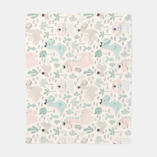 Little Dino Delight Fleece Deken (Voorkant)