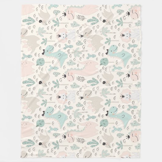 Little Dino Delight Fleece Deken (Voorkant)