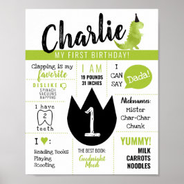 Little Dino Dinosaur Theme Stomp and Chomp Green Poster