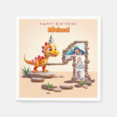 Little Dino Dragon | 1e verjaardag foto groot numm Servet (Voorkant)