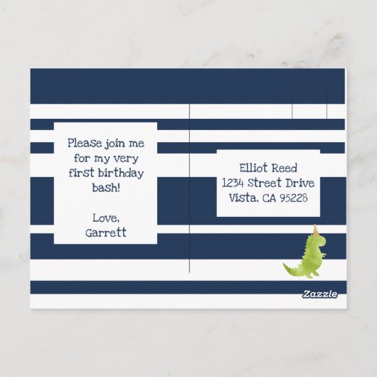 Little Dino Eerste Verjaardag Dinosaurus thema Jon Briefkaart (Achterkant)