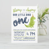 Little Dino Eerste Verjaardag Dinosaurus thema Jon Kaart (Staand voorkant)